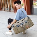 WaterProof Waxed Canvas Leather Men Travel Bag Large Tote