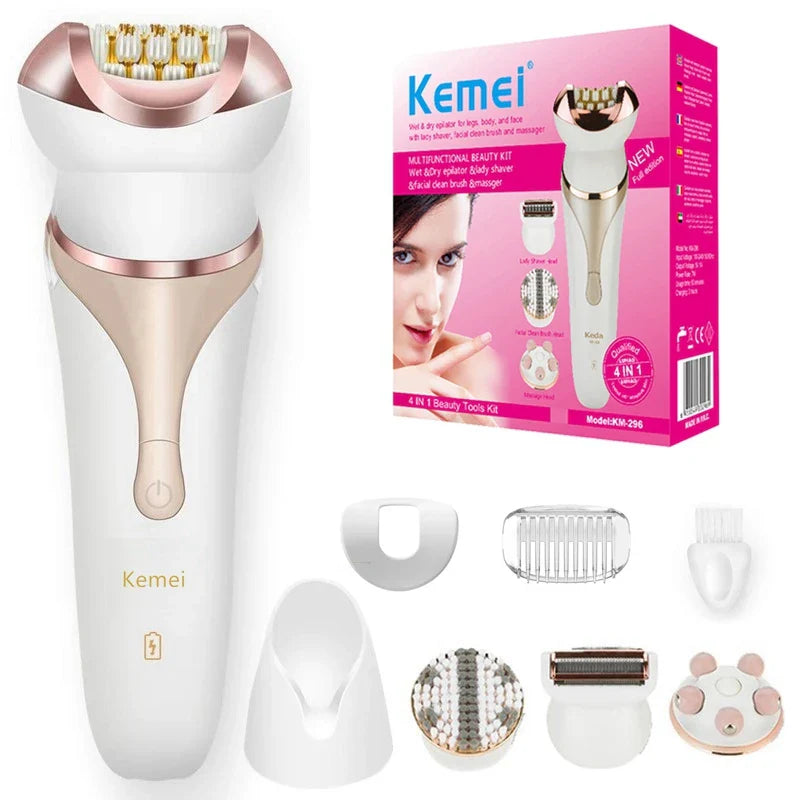 Original 4in1 Women Electric Epilator For Facial & Body Electric Shaver Bikini Trimmer Lady Razor Leg Underarm Hair Removal