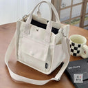 Canvas Tote Bag Chic Multi-Pocket Carryall with Strap