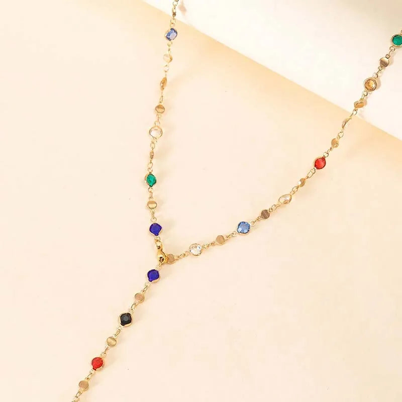 New Luxury Colourful Crystal Zircon Necklace For Women Shiny Rhinestone Long Tassel Choker Bohemian Statement Jewelry Gifts