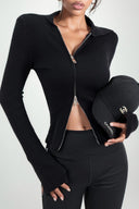 Double Z Asymmetric Zipper V-Neck Sweater Chic Style