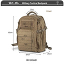 Tactical Backpack 3 Day Assault Pack Molle 38/45L Waterproof