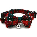 Christmas Cat Dog Collar with Bowknot Bell Plaid Snowflake Breakaway Necklace  ourlum.com Red1  