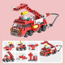 City Vehicles Building Blocks Set for Creative Kids: Construct Fire Car, Police Truck, Crane, Tank, Helicopter Bricks.  ourlum.com 8612-7  