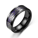 Fashion 8mm Red Beveled Edge Celtic Dragon Ring Men