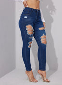 2024 Summer New Women's Ripped Jeans High Stretch Slim Pants