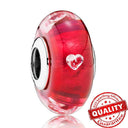 Colorful Heart Murano Glass Charm - Sterling Silver Pandora Jewelry Piece  ourlum.com LLZ012-RD  