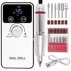 45000rpm Electric Nail Drill Machine Rechargeable Milling Cutter Professional Portable Nail Sander for Manicure Gel Remover Tool