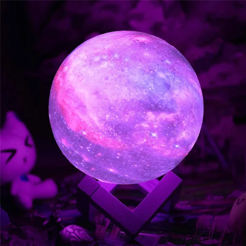 3D Print Moon Lamp 16 colors Remote LED Night Light Rechargeable Atmosphere NightLight Indoor Room Bedroom Decor Chirstmas Gifts  ourlum.com   
