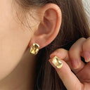 Vintage Gold Teardrop Earrings - Stainless Steel Statement Drops