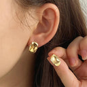 Chunky Vintage Gold Teardrop Earrings Elegant Steel Jewelry