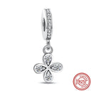 Crown Flowers Heart Silver Bead Charm Elegant Pandora Accessory