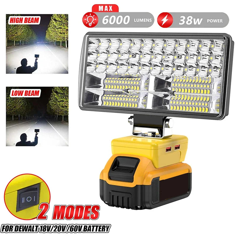 Portable 8-Inch LED Work Light for Dewalt Batteries – Bright, USB Rechargeable Torch