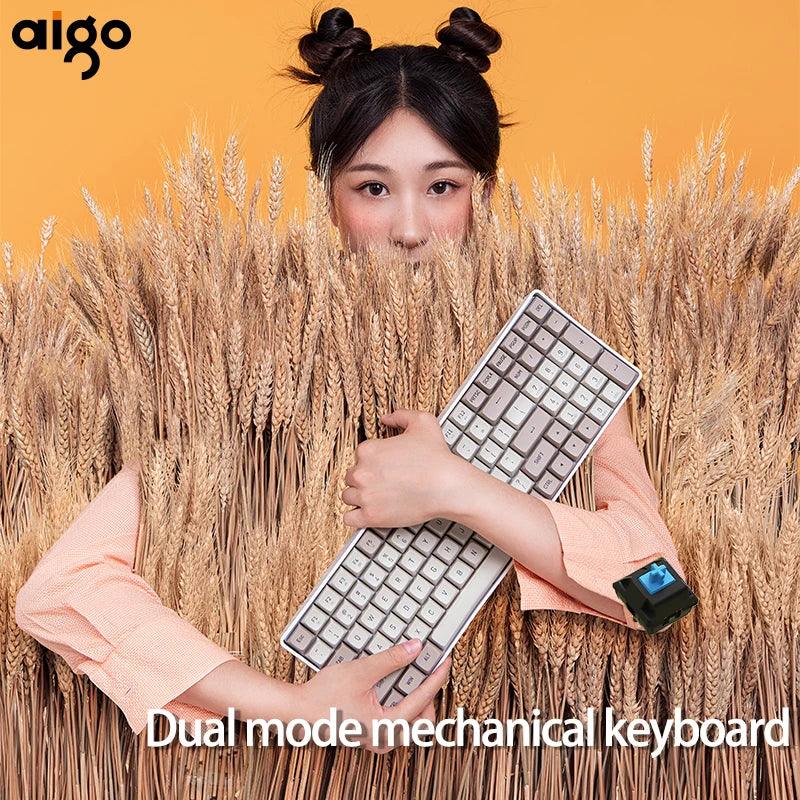 Aigo A100 Rechargeable Wireless Mechanical Keyboard: Customizable Blue Switches  ourlum.com   