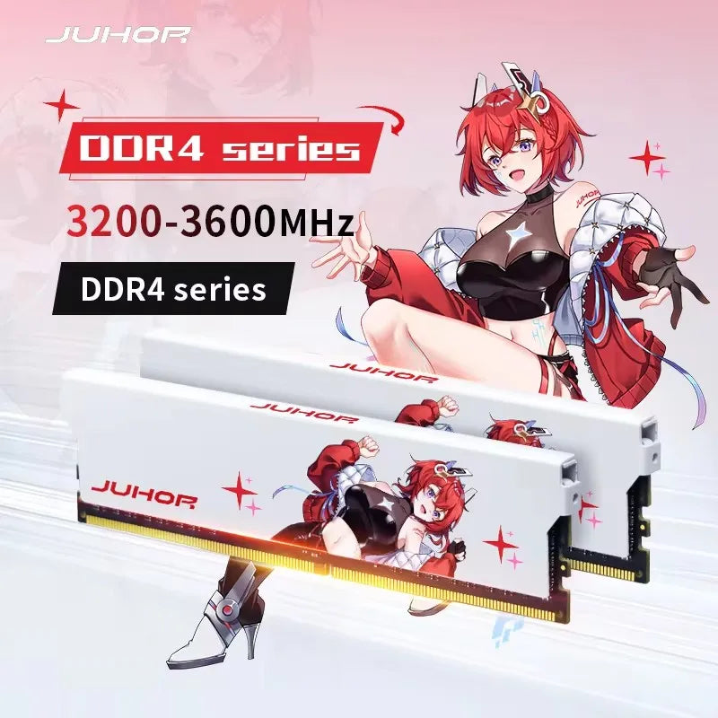 JUHOR Memoria Ram ddr4 8GB 16GB 3200MHz 3600MHz DIMM Desktop  Gaming Memory RAMS with White Heat Sink