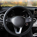 Black Automobile Steering Wheel Cover Dynamic Fiber Leather