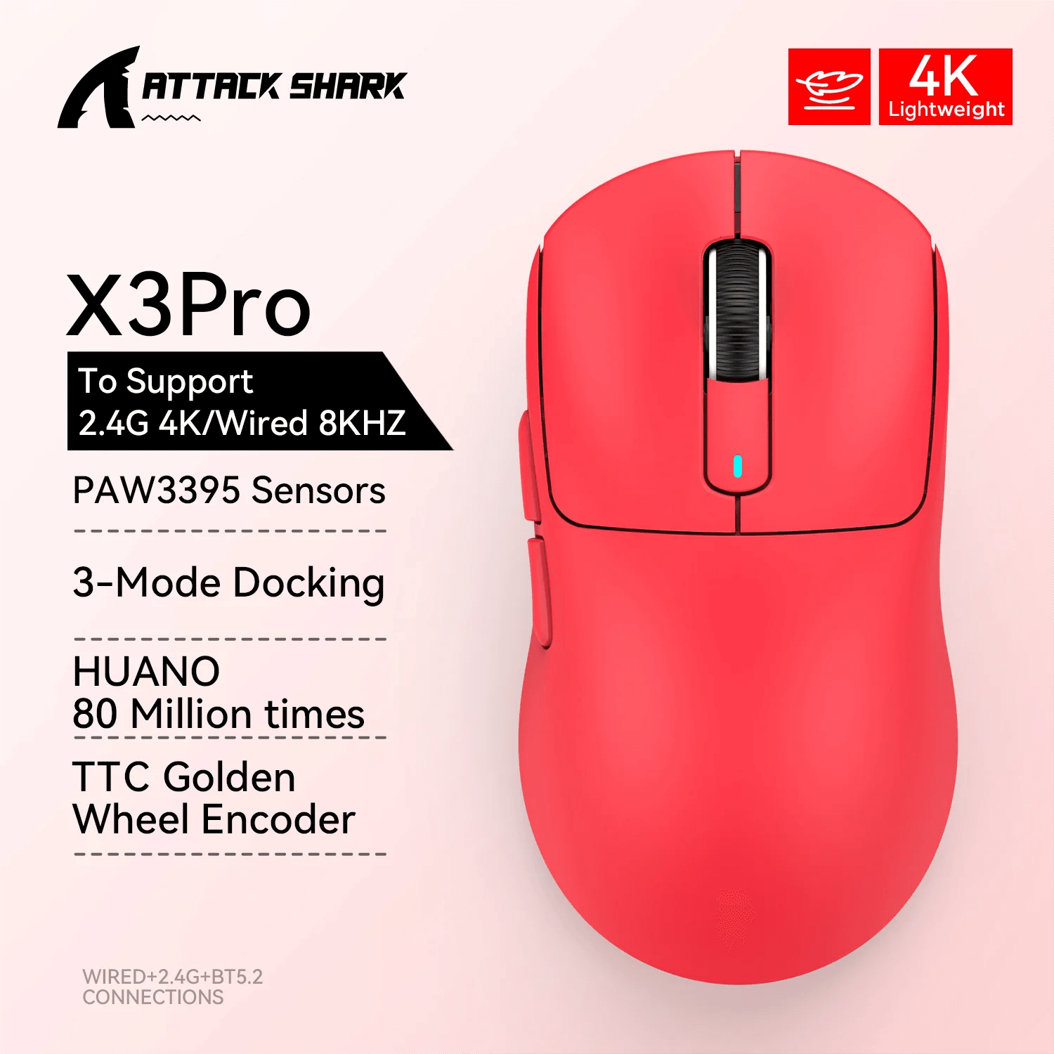 X3Pro Ultimate Performance 26000dpi Macro Gaming Mouse  ourlum.com X3Pro Red-4K  