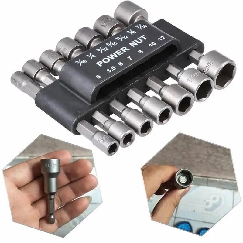 Hex Socket Nut Driver Set Screwdriver Bits Wrenches: Professional Tools Gray Silver  ourlum.com   