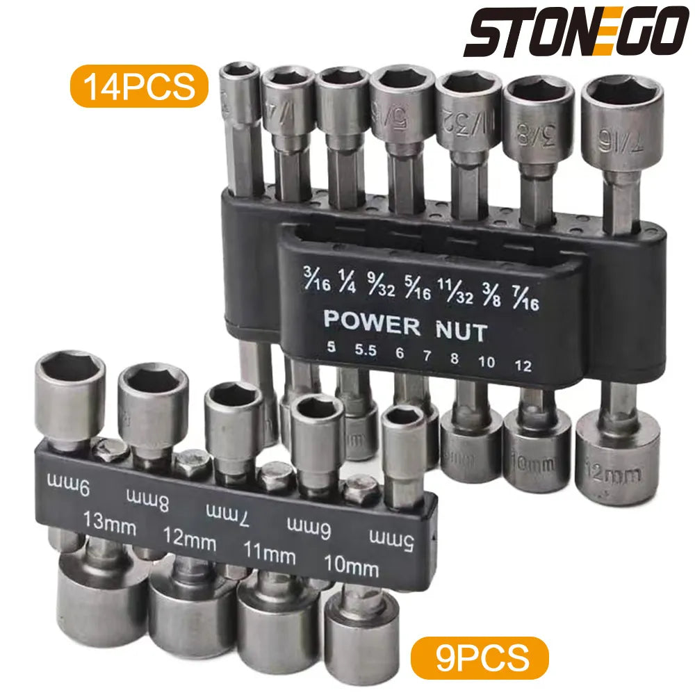 STONEGO Hex Socket Sleeve Nut Driver Bit Set - Professional Tool Collection  ourlum.com   