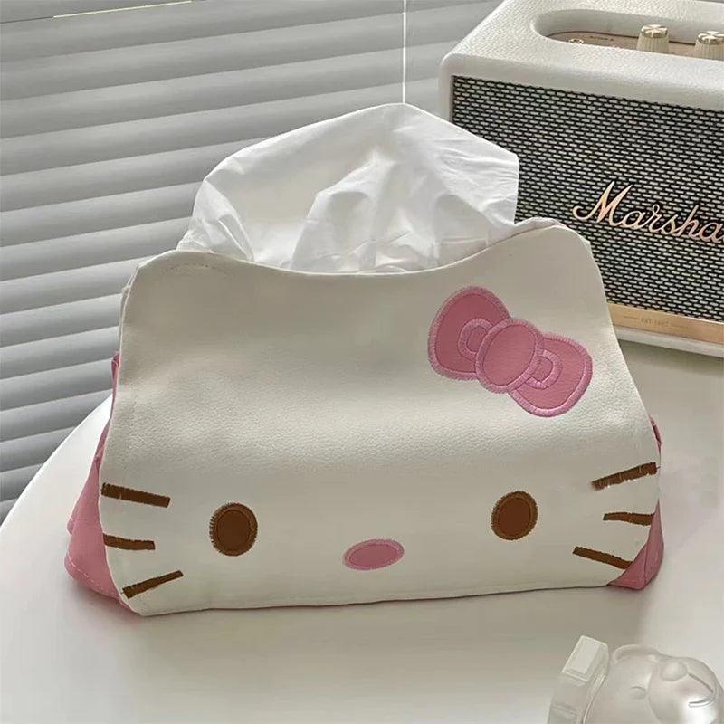 Hello Kitty KT Cat Tissue Box: Cute PU Leather Cartoon Paper Napkin Case Home Car Storage Girls Gift  ourlum.com Hello Kitty  