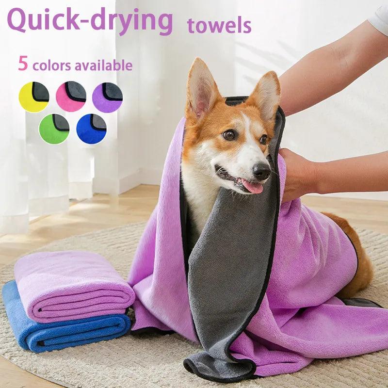 Pet Towel Bathrobe Soft Fiber Absorbent Quick Dry Cat Dog Bath Washcloth  ourlum.com   