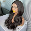 YYsoo Long Black Body Wave Lace Front Wig Luxe Heat Resistant