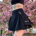 Harajuku Punk Gothic High Waist Patchwork Black Skirt Fashion