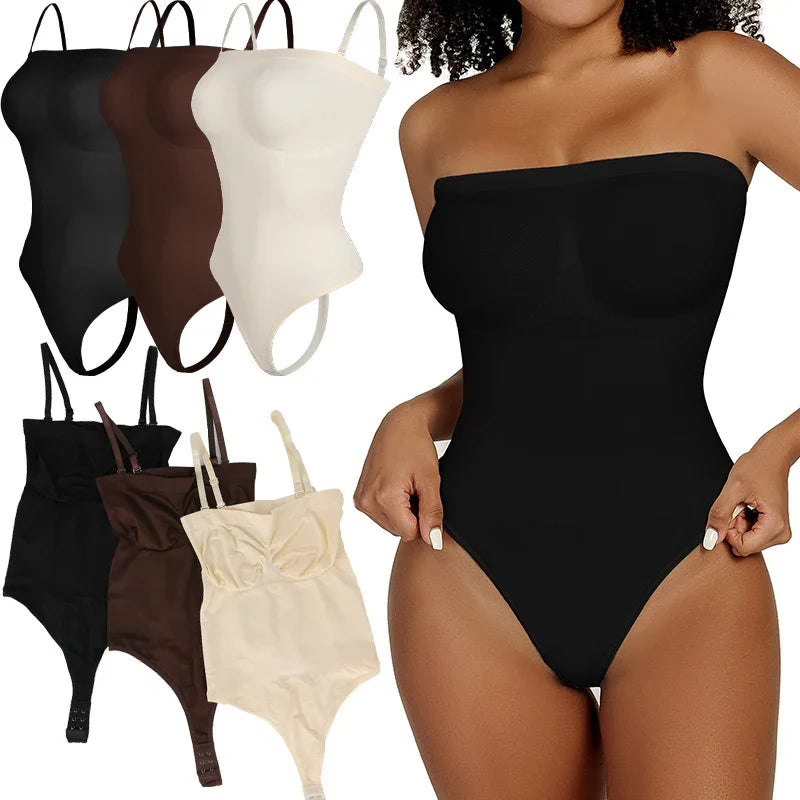 Strapless Off Shoulder Shapewear Bodysuit for Women – Tummy Control & Comfort