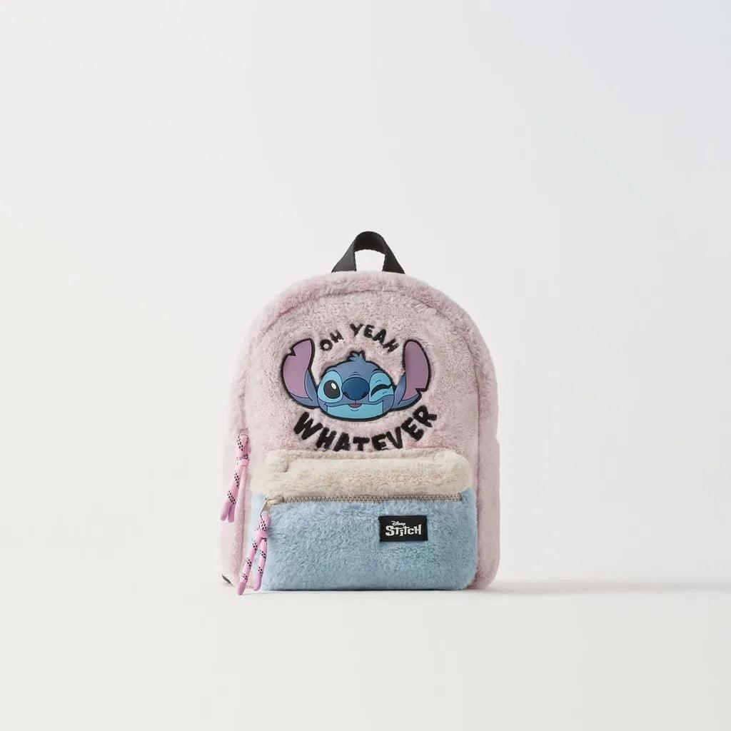 Disney new backpack kindergarten schoolbag children's bag for boys and  girls Stitch plush color-block backpack  ourlum.com   