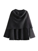 TRAF 2023 Winter Female Scarf Coat Long Sleeve Jackets