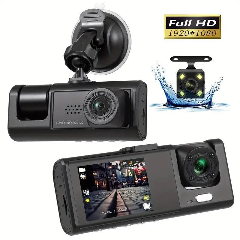 Car Dash Cam: HD Three-Lens Night Vision Recorder  ourlum.com   