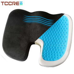 Cooling Gel Memory Foam Seat Cushion for Back Pain Relief - Non-Slip Coccyx Support for Office & Car