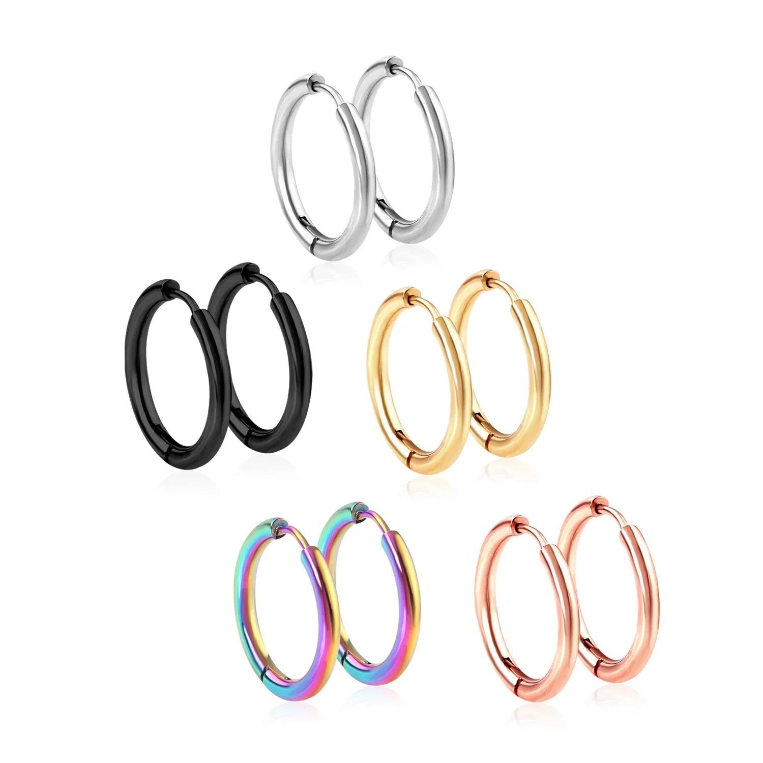 Stainless Steel Round Circle Hoop Earrings Set for Men and Women  ourlum.com   