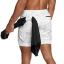 Realxizi Men's 2-In-1 Compression Running Shorts: Upgrade Performance!  ourlum.com Camo white XXXL(90-100kg) 