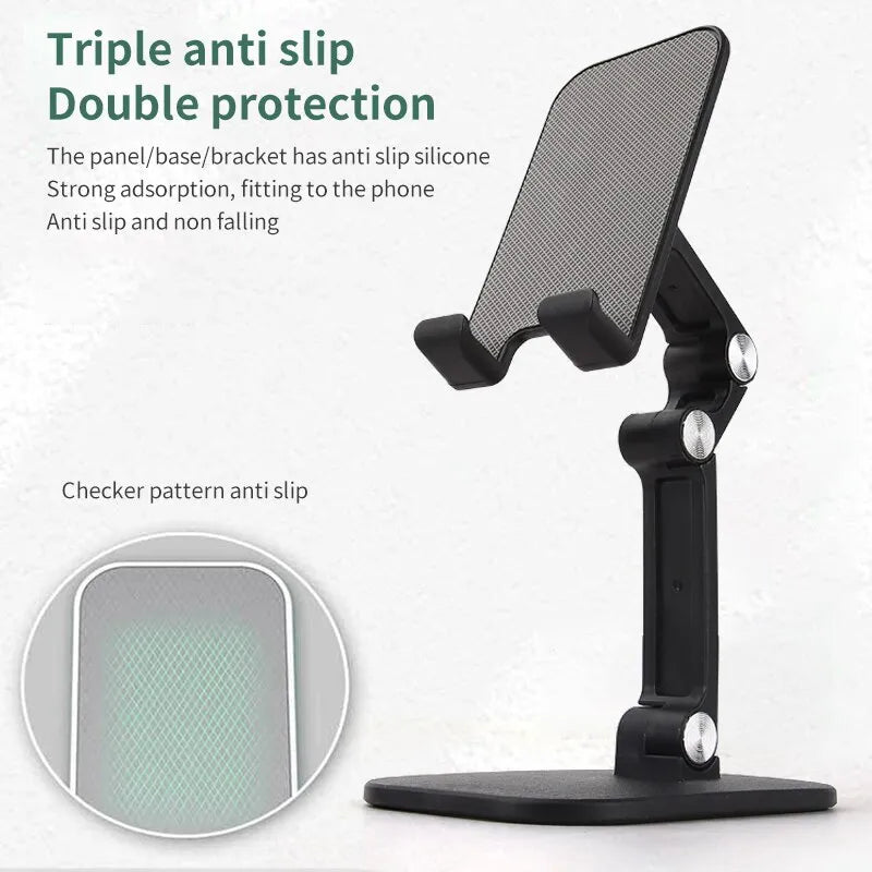 Adjustable Three-Section Foldable Mobile Phone and Tablet Holder with Anti-Slip Cushion  ourlum.com   