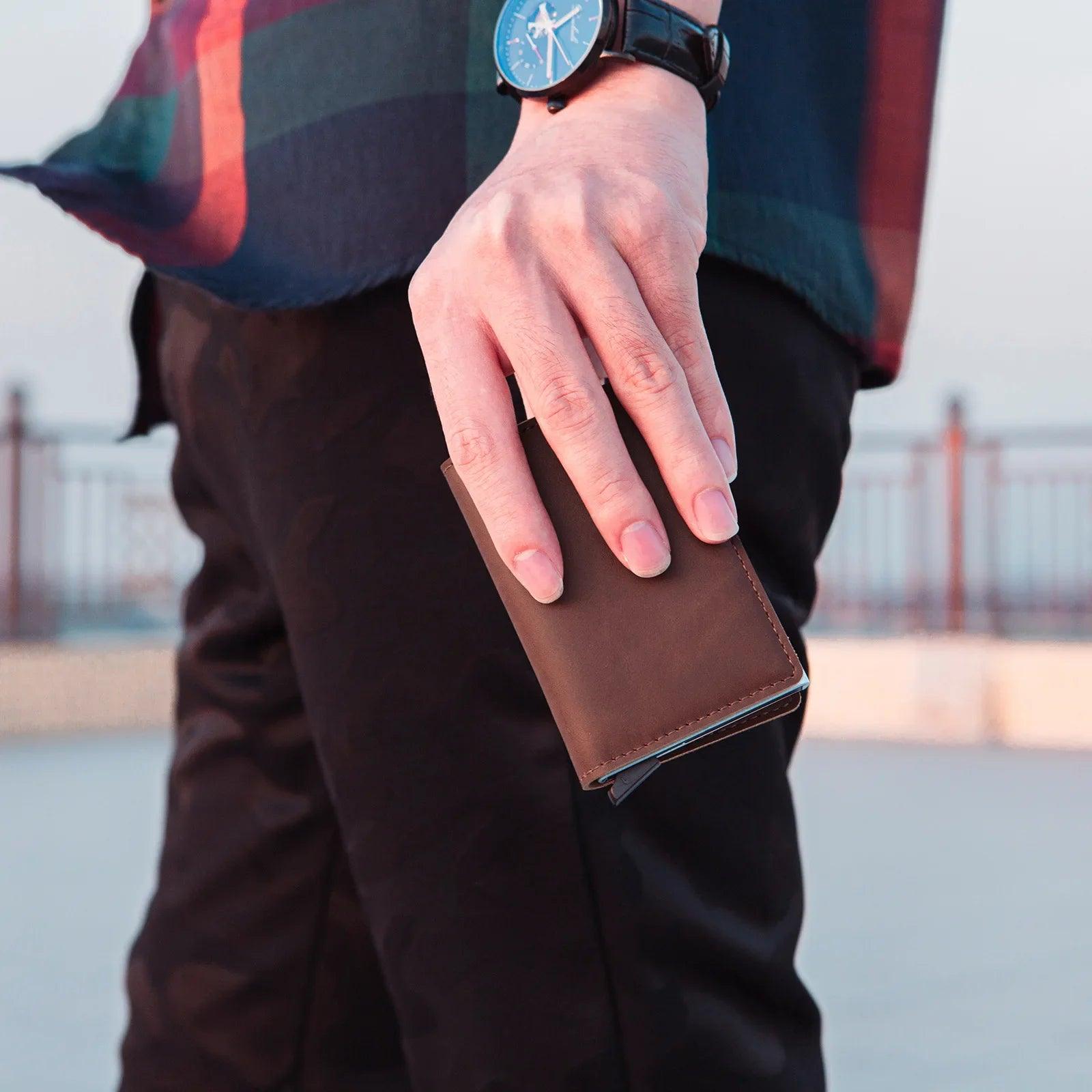 RFID-Blocking Men's Cardholder: Stylish Security for Business & Travel  ourlum.com   