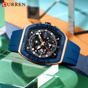 CURREN Men's Colorful Multi-Functional Tonneau Quartz Watch