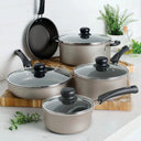 9-Piece Non-Stick Cookware Set with Glass Lids for Cooking