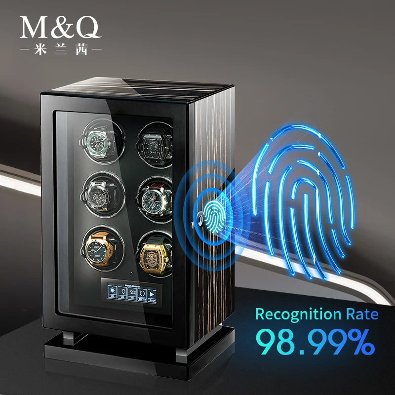 Luxury Wood Watch Winder with Fingerprint Security and Touch Control  OurLum.com   
