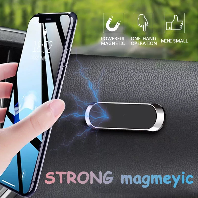 Magnetic Car Phone Holder: Stylish Metal Mount for iPhone Samsung GPS  ourlum.com   