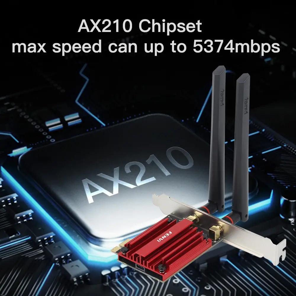 Ultimate WiFi 6E AX210 5374Mbps Tri Band PCIE Wireless Adapter with Bluetooth5.3 Compatibility  ourlum.com   
