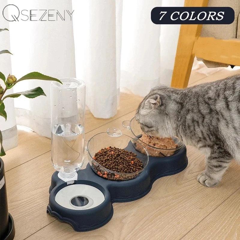 Automatic Pet Feeder with Water Fountain for Cats - 3-in-1 Raised Double Bowl  ourlum.com   