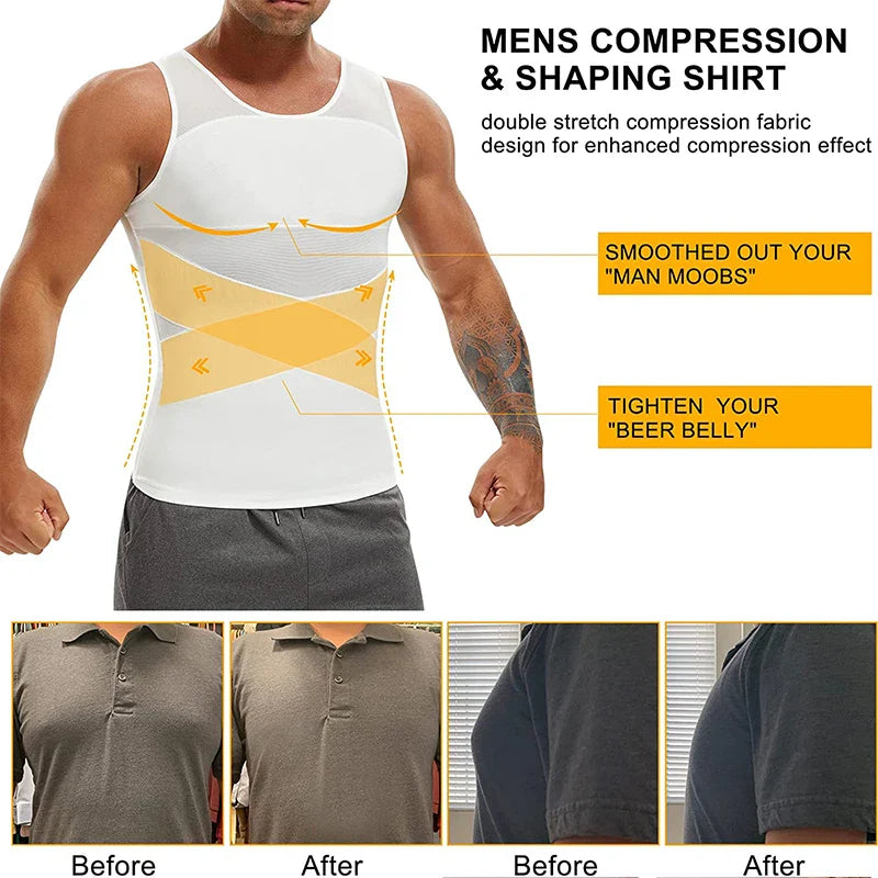 Men's Slimming Compression Tank Top - Breathable Body Shaper for Tummy Control