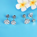 LUXUSTEEL Stainless Steel Crystal Stud Earrings Trendy Jewelry