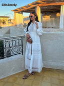 Elegant Lace Hollow Out Maxi Dress Stylish Spring Essential