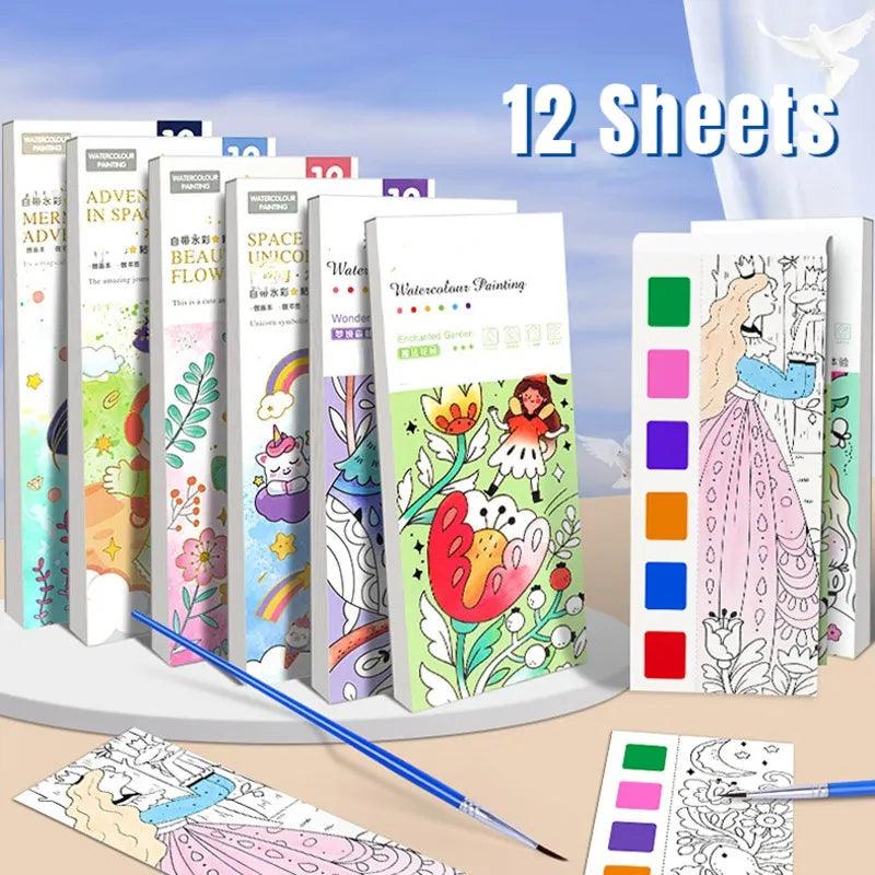 Watercolor Painting Book: Creative Kids Drawing Set & Educational DIY Toys  ourlum.com   