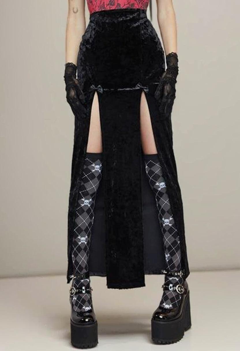 Gothic Punk Slim Fit Velvet Dress: Dark Charm for Women