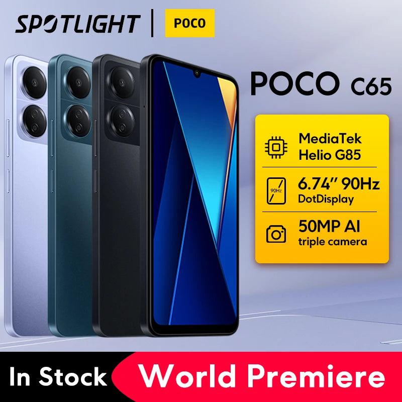 【World Premiere】POCO C65 Global Version 6GB 128GB/8GB 256GB MediaTek Helio G85 6.74" 90Hz Display 50MP Triple Camera 5000mAh NFC