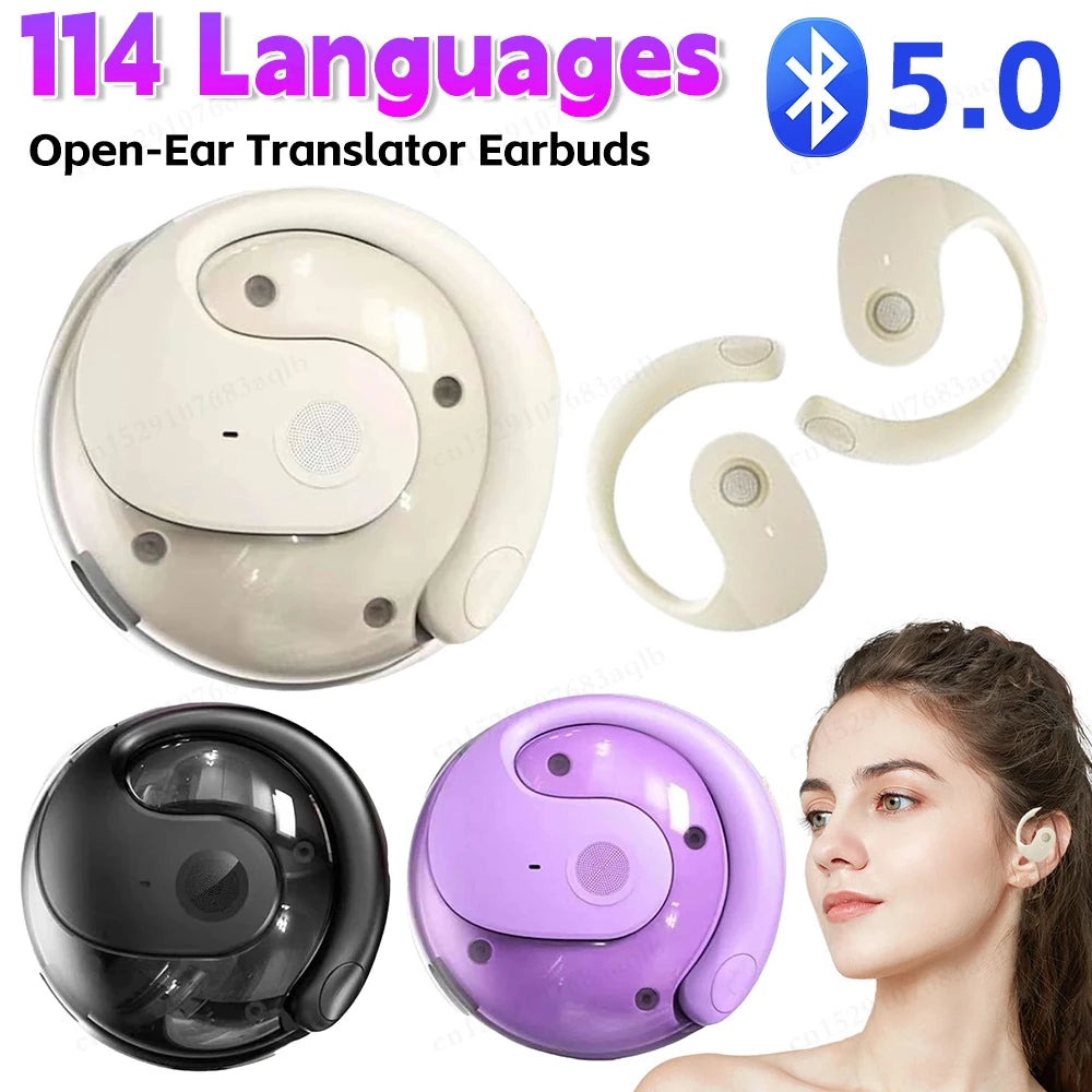 Real Time Language Translator Earbuds Noise Cancelling Wireless BT Translation Earphones 114 Languages Translators Headphones