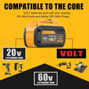 12Ah Dewalt FLEXVOLT Lithium-ion Battery DCB609 for Tools